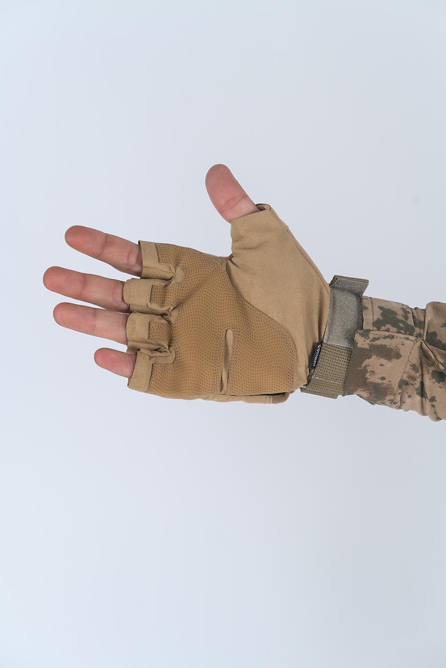 Taktik kesik parmaksız eldiven asker polis dağcı sporcu bisikletçi kemik eldiveni - 004