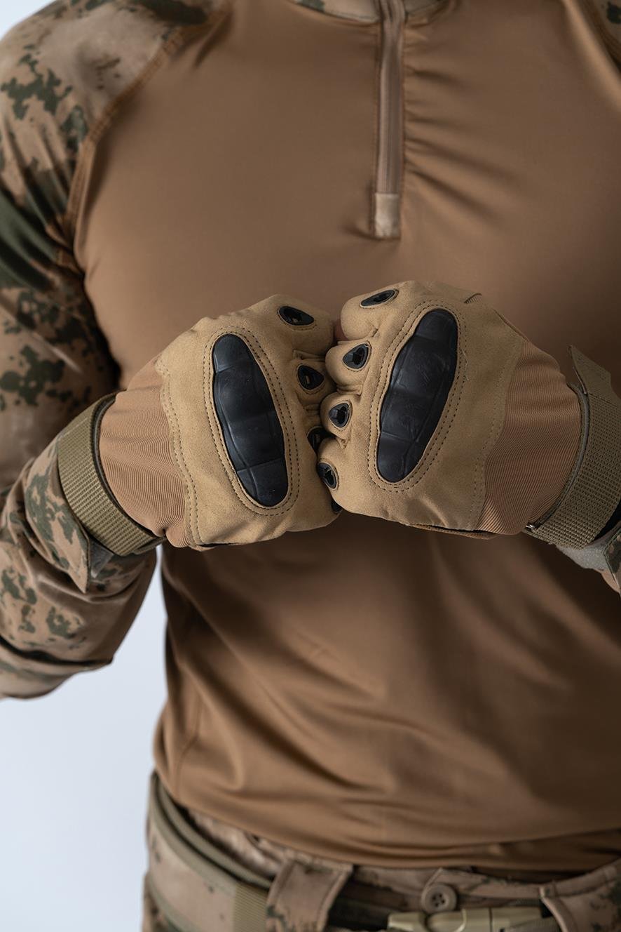 Taktik kesik parmaksız eldiven asker polis dağcı sporcu bisikletçi kemik eldiveni - 004