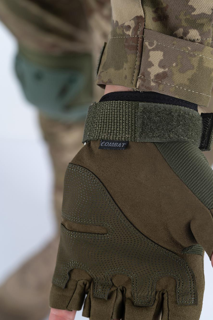 Taktik kesik parmaksız eldiven asker polis dağcı sporcu bisikletçi kemik eldiveni - 004