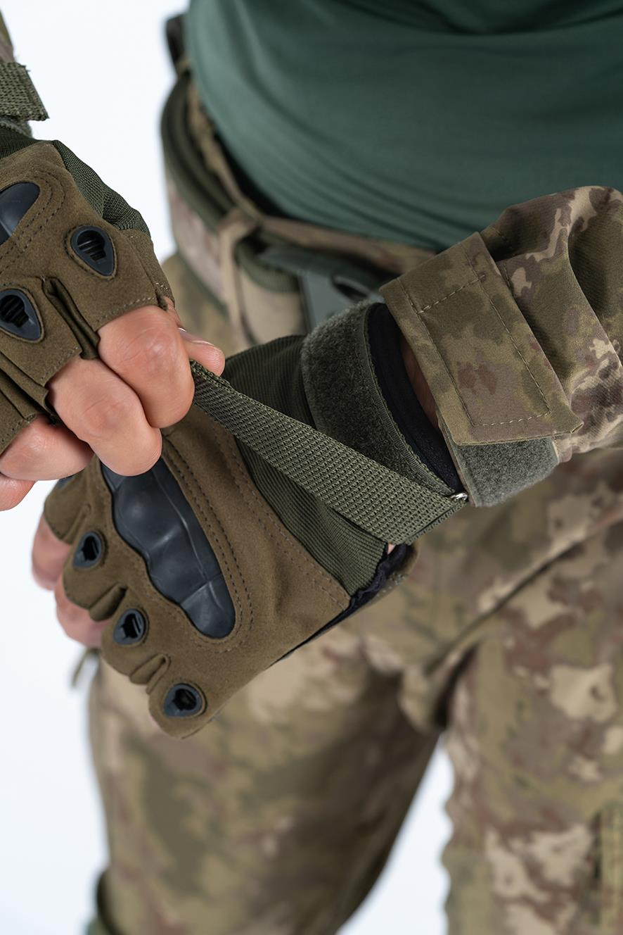 Taktik kesik parmaksız eldiven asker polis dağcı sporcu bisikletçi kemik eldiveni - 004