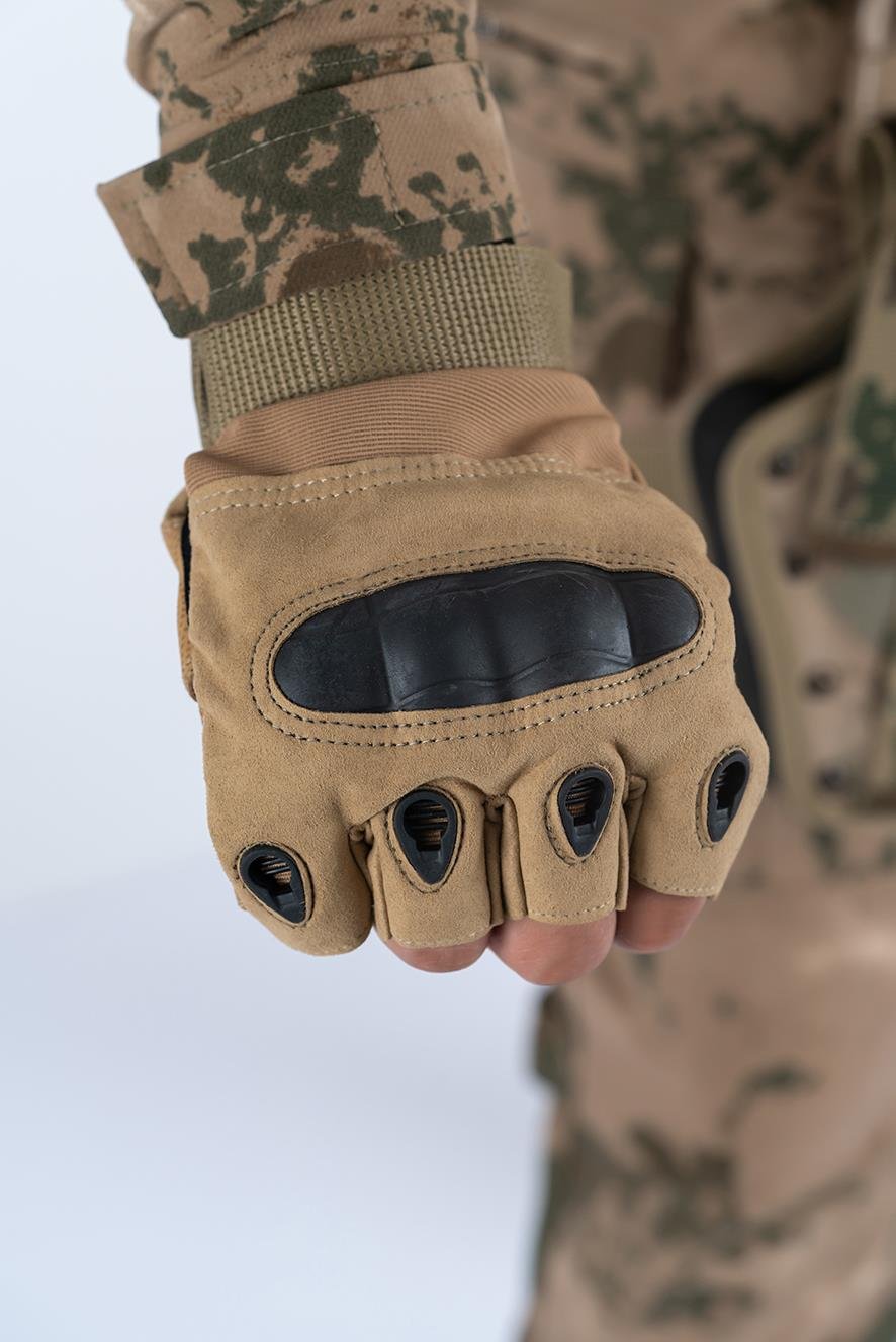 Taktik kesik parmaksız eldiven asker polis dağcı sporcu bisikletçi kemik eldiveni - 004