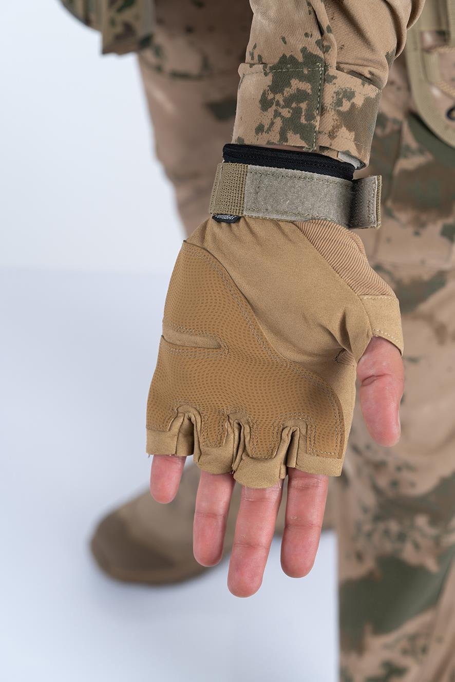 Taktik kesik parmaksız eldiven asker polis dağcı sporcu bisikletçi kemik eldiveni - 004