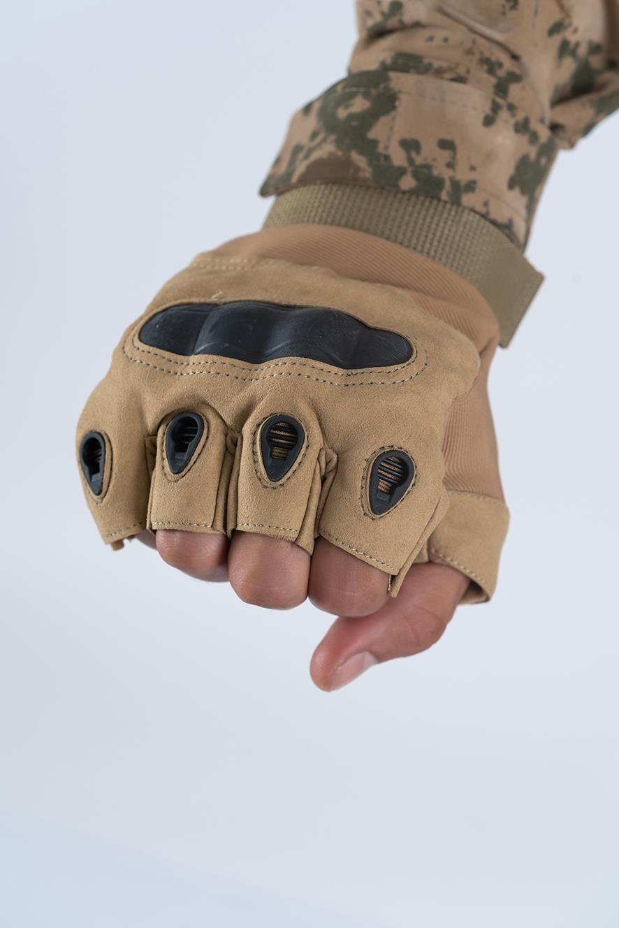 Taktik kesik parmaksız eldiven asker polis dağcı sporcu bisikletçi kemik eldiveni - 004