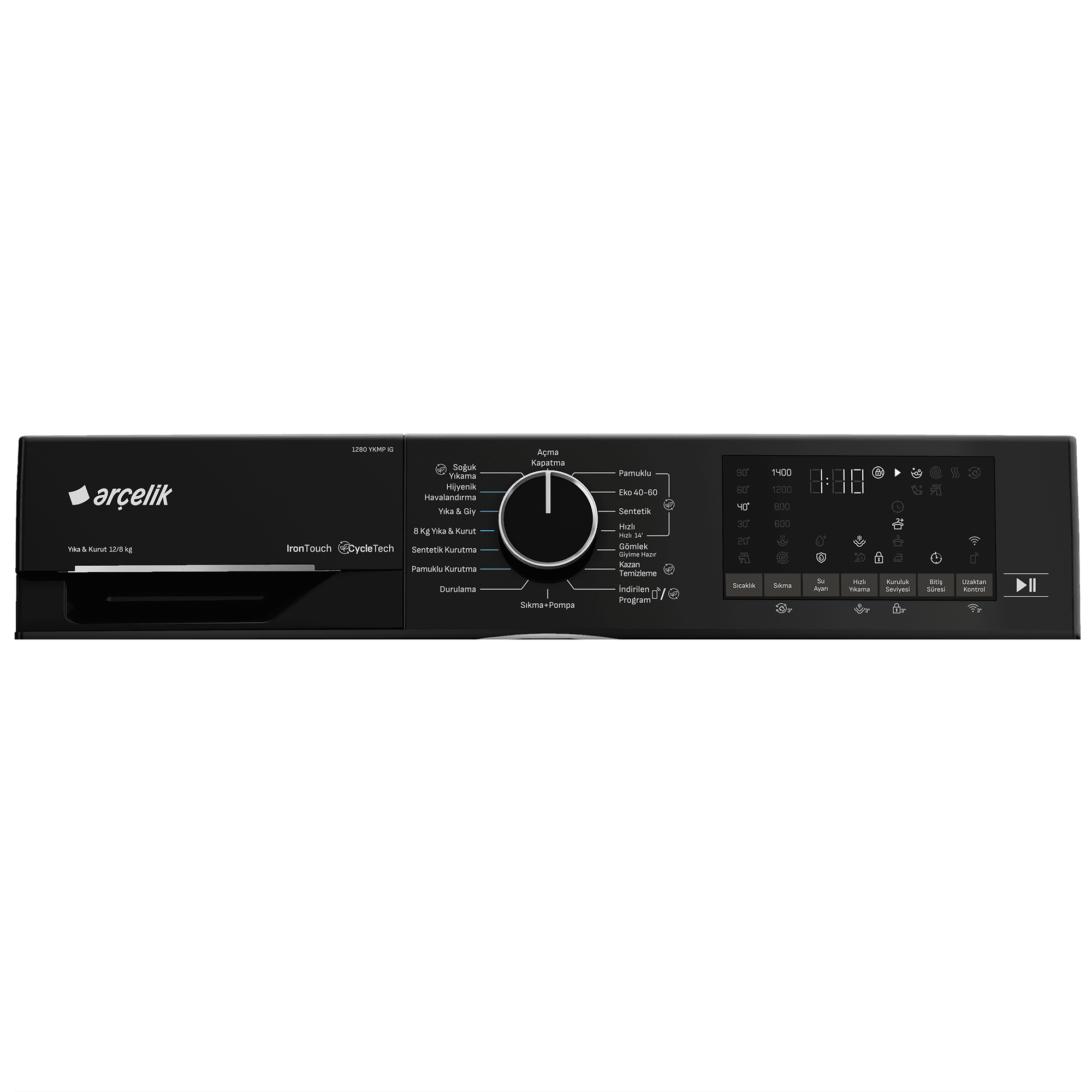 Arçelik 1280 YKMP IG Kurutmalı Çamaşır Makinesi