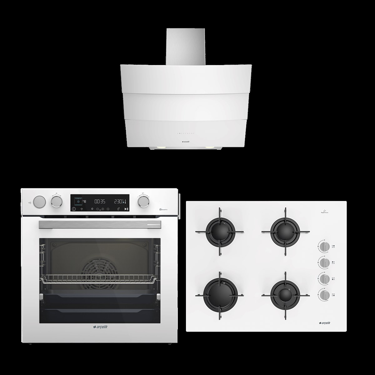 Arçelik Beyaz Ankastre Cam Set (P 13 YEB - OCD T 651 EB - AFC 470 B)