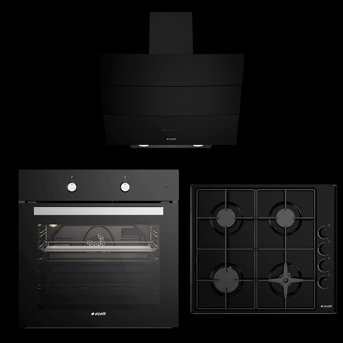 Arçelik Siyah Ankastre Eko Set (9621 CS - OMD D 611 ES - P 12 YES)