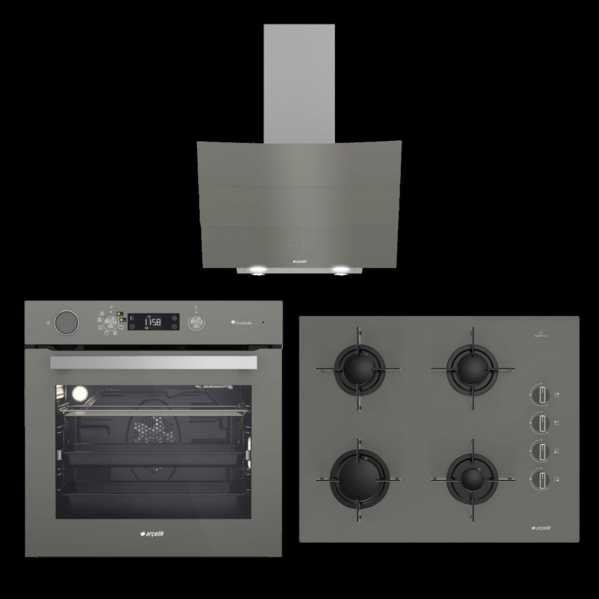 Arçelik Ultra Hijyen Gri Ankastre Set (P 14 YEG - OCD T 651 EG - 9549 H CBDG)