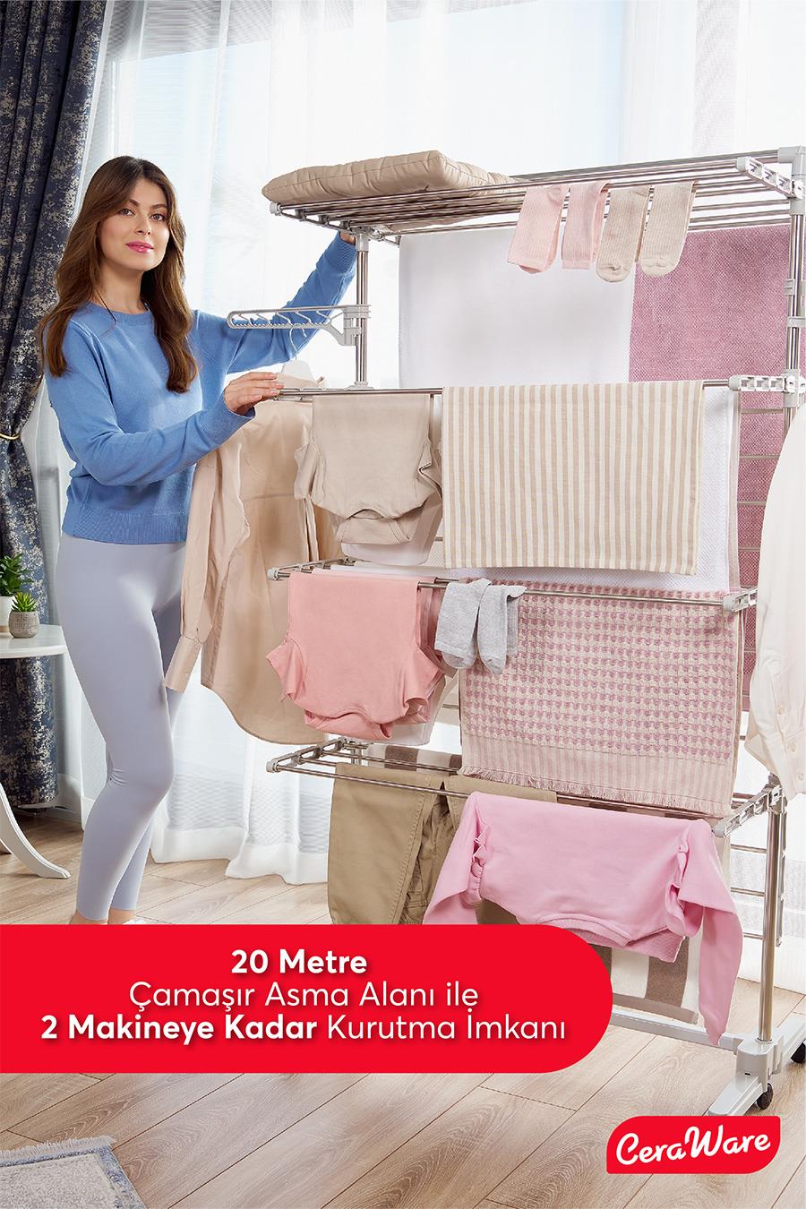 Ceraware Silver Lüks Çamaşır Kurutmalık 4 Katlı