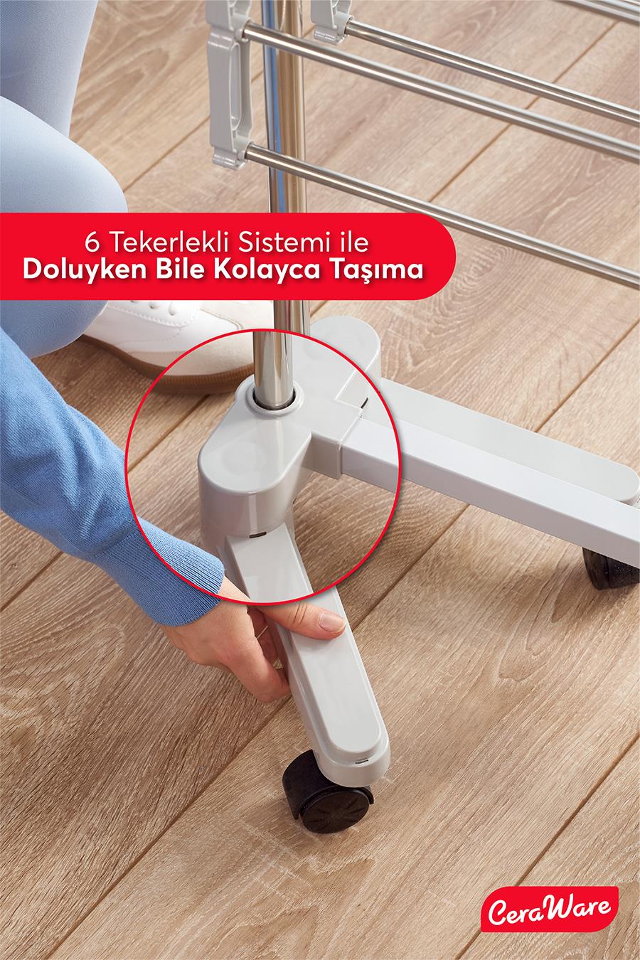 Ceraware Silver Lüks Çamaşır Kurutmalık 3 Katlı Eco