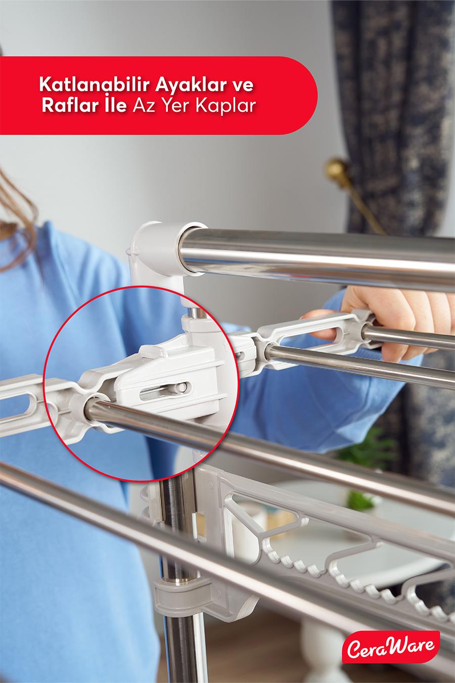 Ceraware Silver Lüks Çamaşır Kurutmalık 3 Katlı Eco