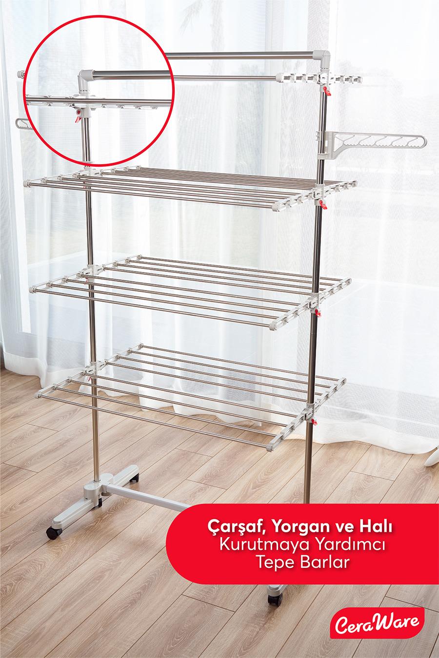 Ceraware Silver Lüks Çamaşır Kurutmalık 4 Katlı