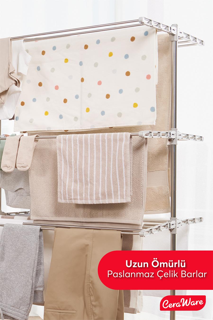 Ceraware Silver Lüks Çamaşır Kurutmalık 3 Katlı Eco