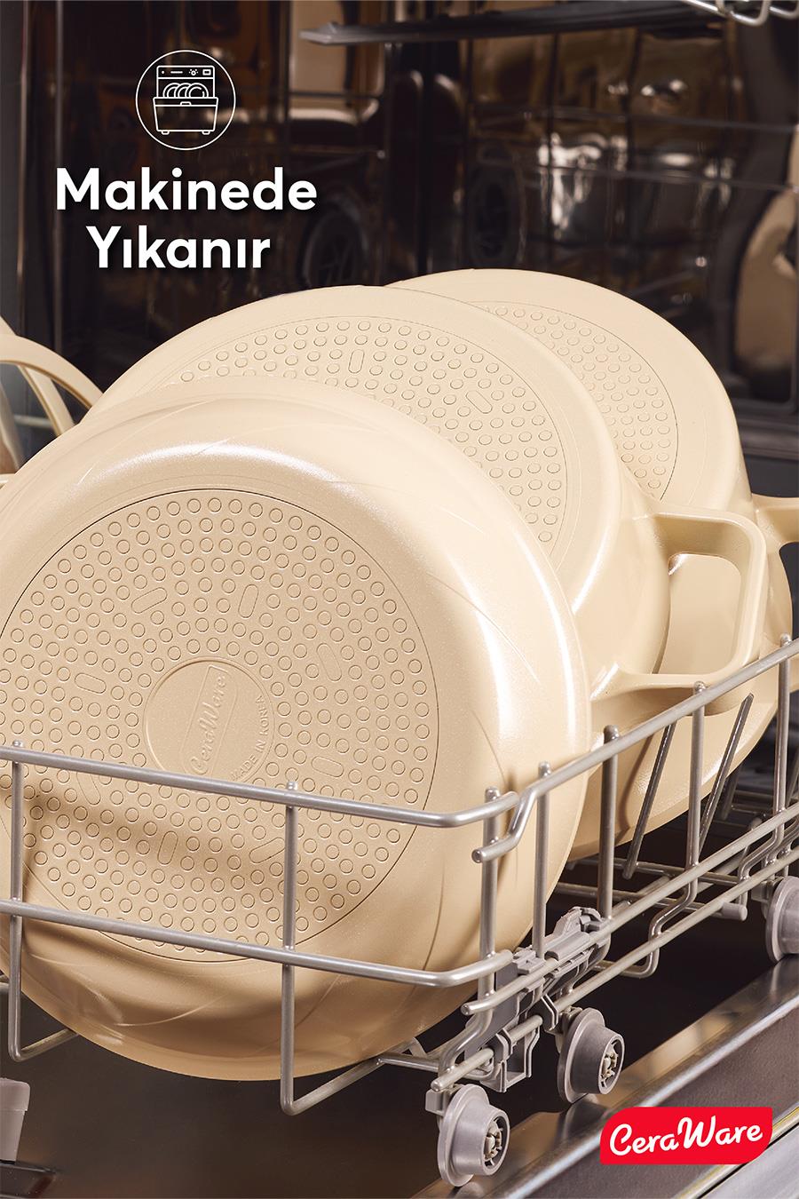 Ceraware Vetta 9 Parça Seramik Yapışmaz Tencere Tava Seti Bej