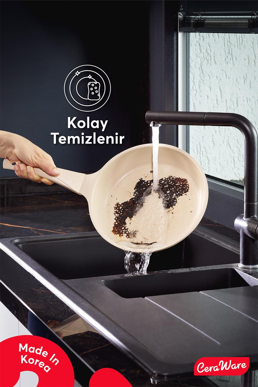 Ceraware Vetta 9 Parça Seramik Yapışmaz Tencere Tava Seti Bej