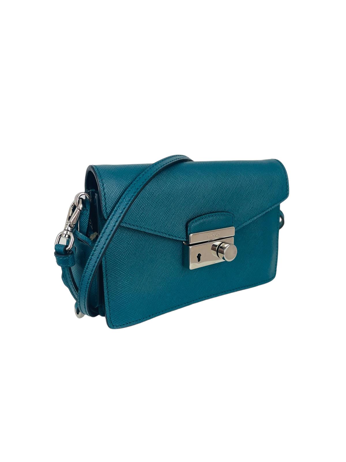  BLUE SAFFIANO LEATHER MICRO BAG