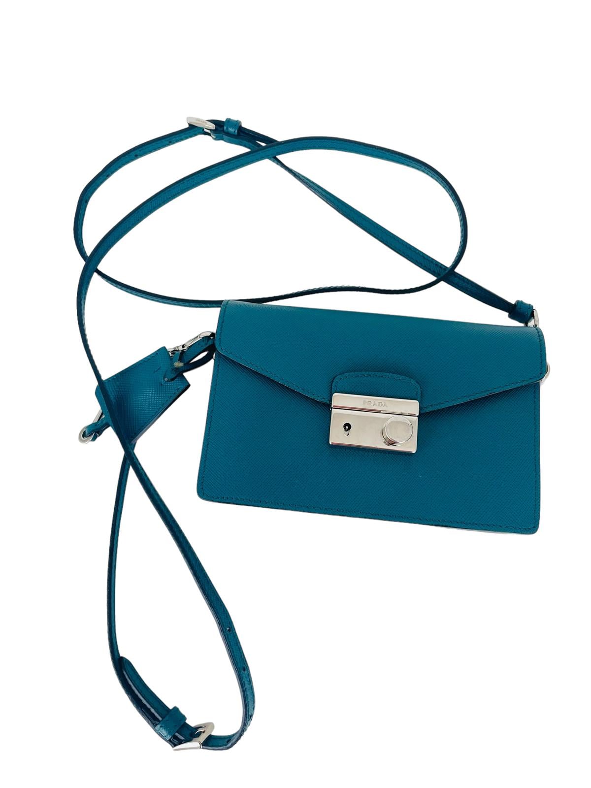  BLUE SAFFIANO LEATHER MICRO BAG