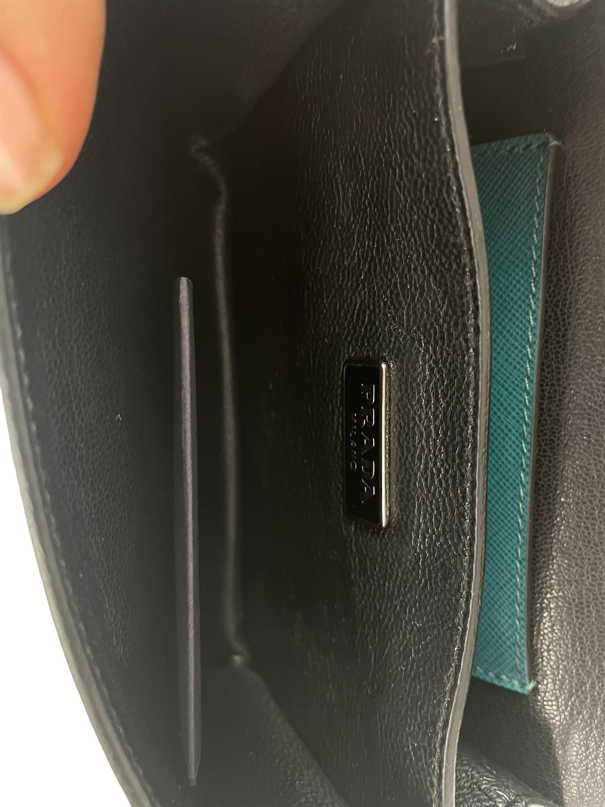  BLUE SAFFIANO LEATHER MICRO BAG