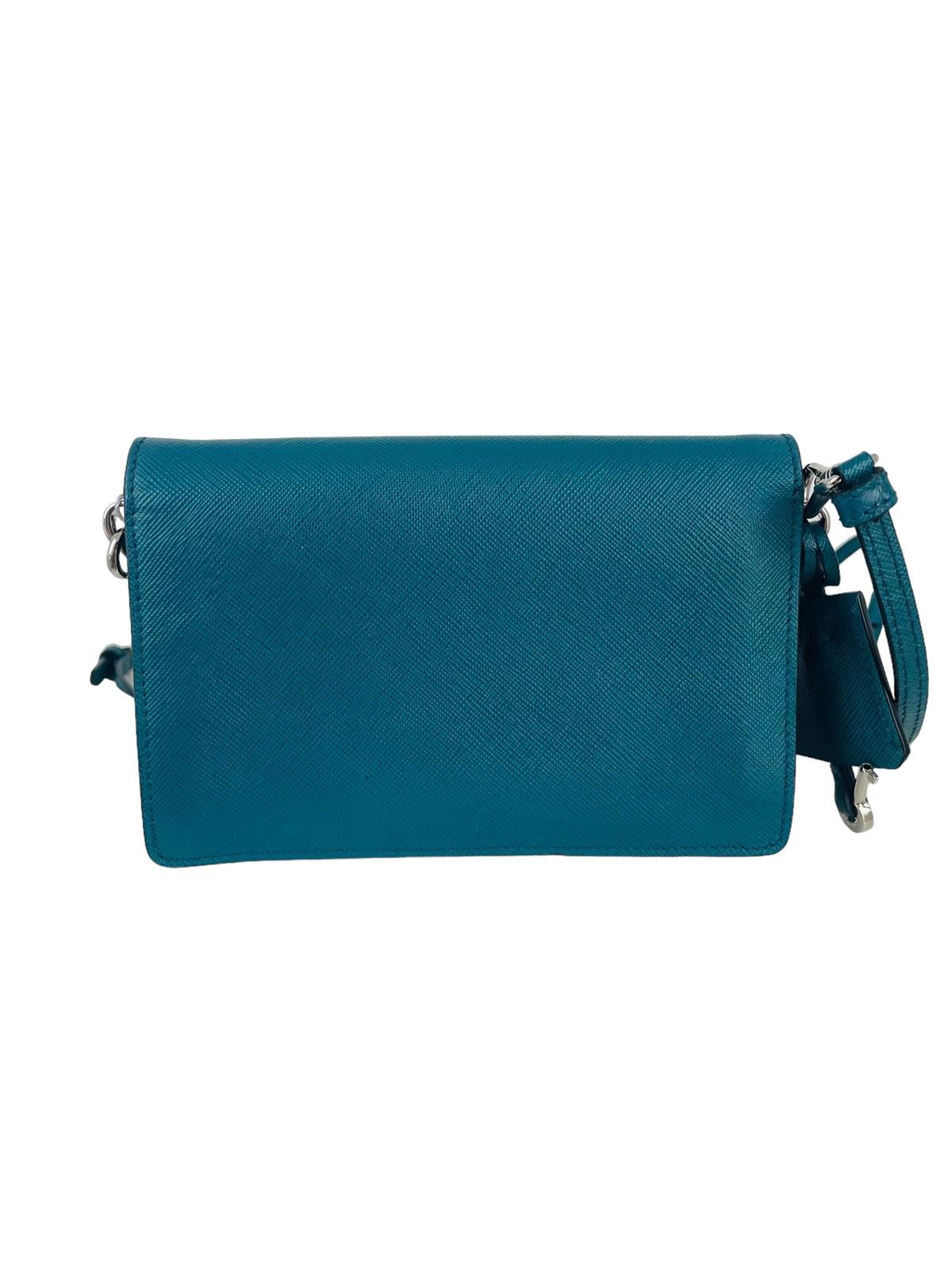  BLUE SAFFIANO LEATHER MICRO BAG