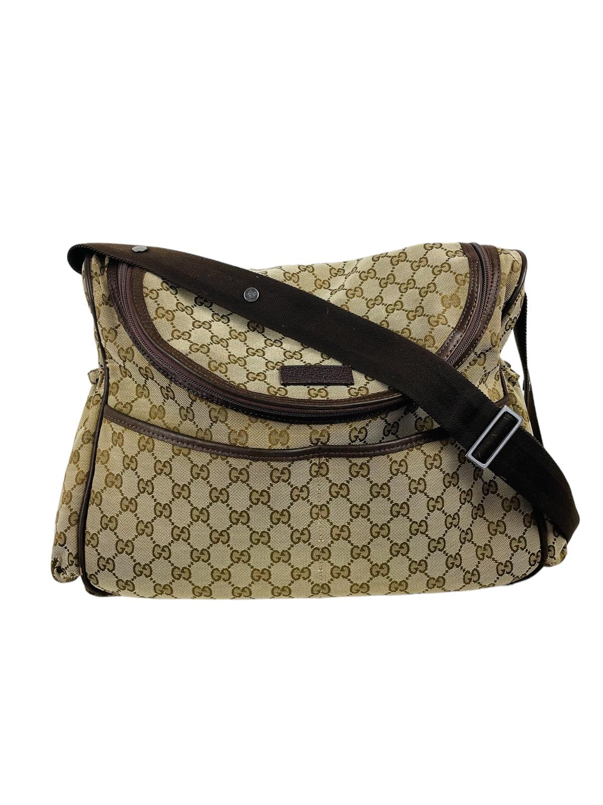  BROWN GG LOGO DIAPER BAG