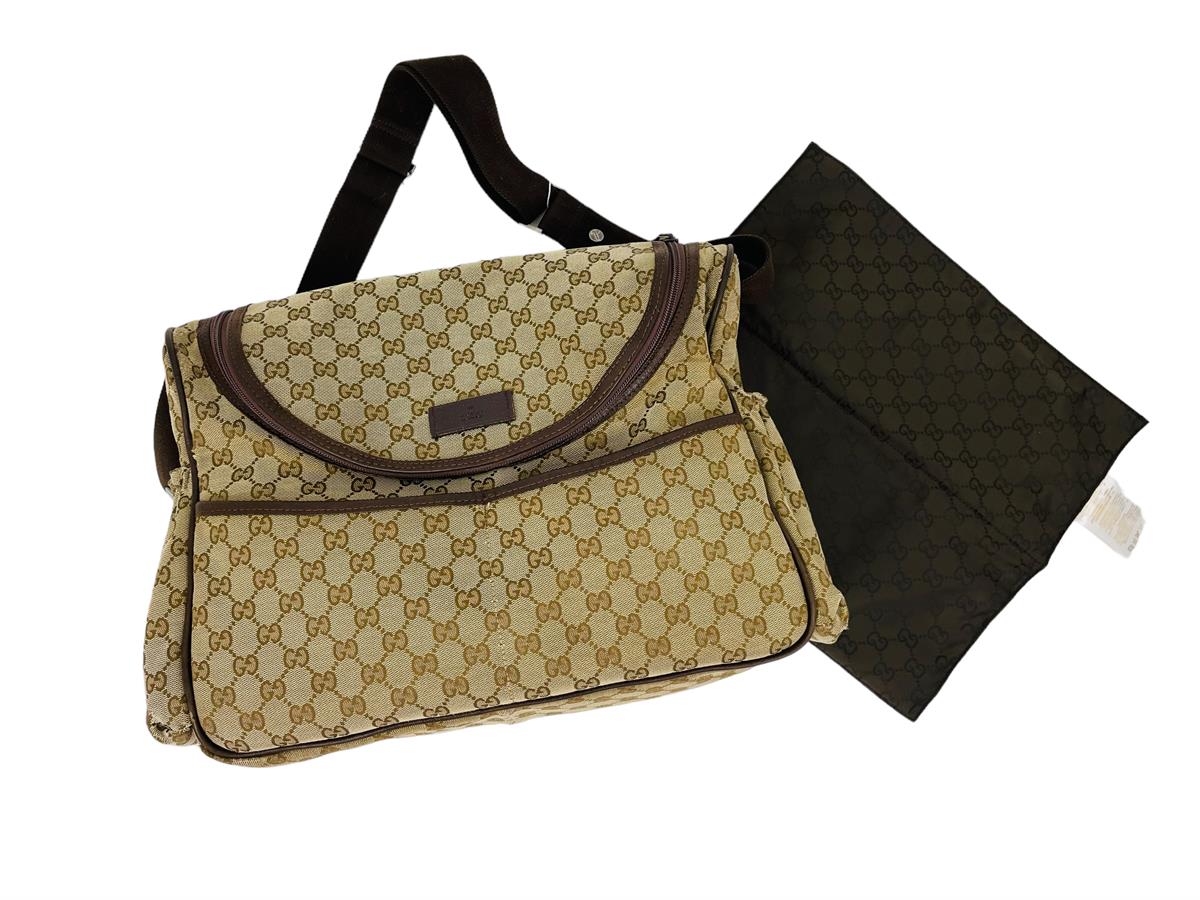  BROWN GG LOGO DIAPER BAG