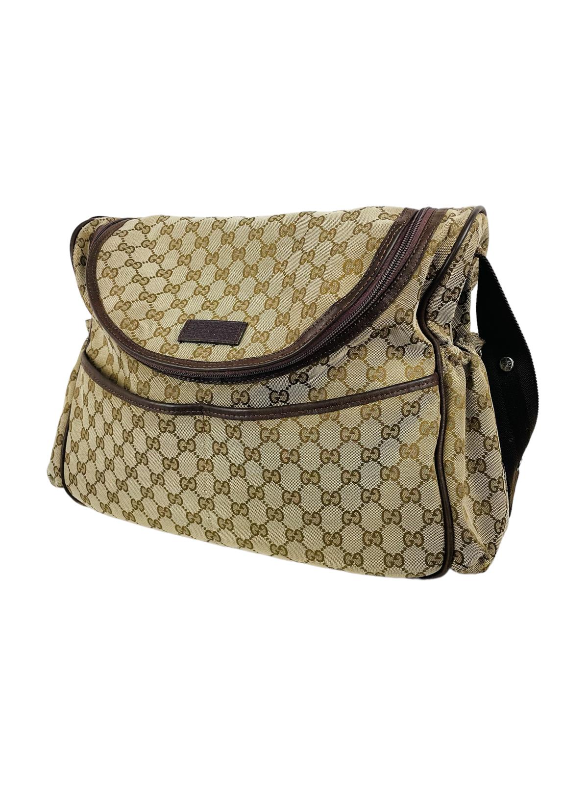  BROWN GG LOGO DIAPER BAG