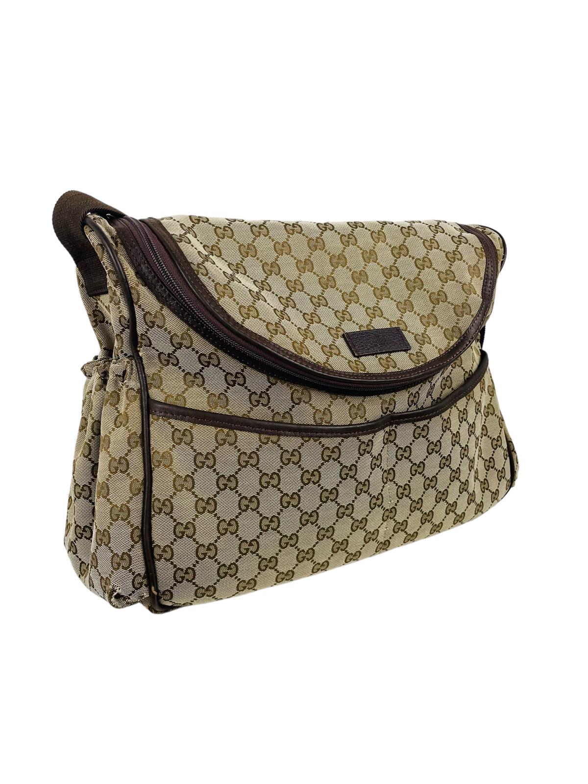  BROWN GG LOGO DIAPER BAG
