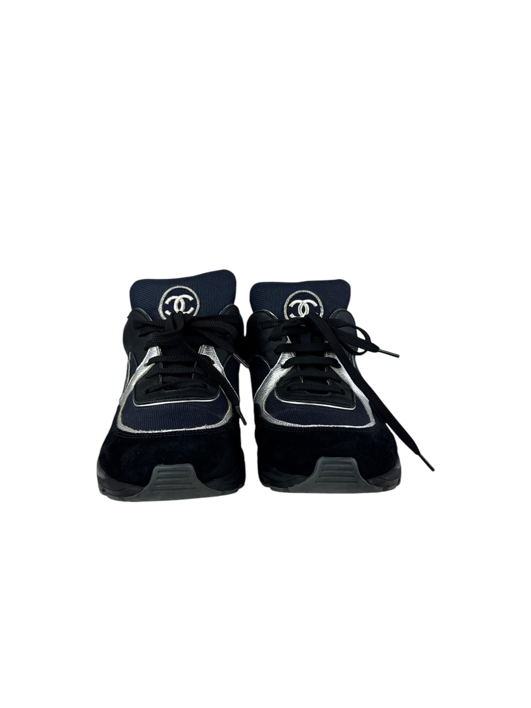  CHANEL BLACK NAVY CC CRUISE SNEAKERS