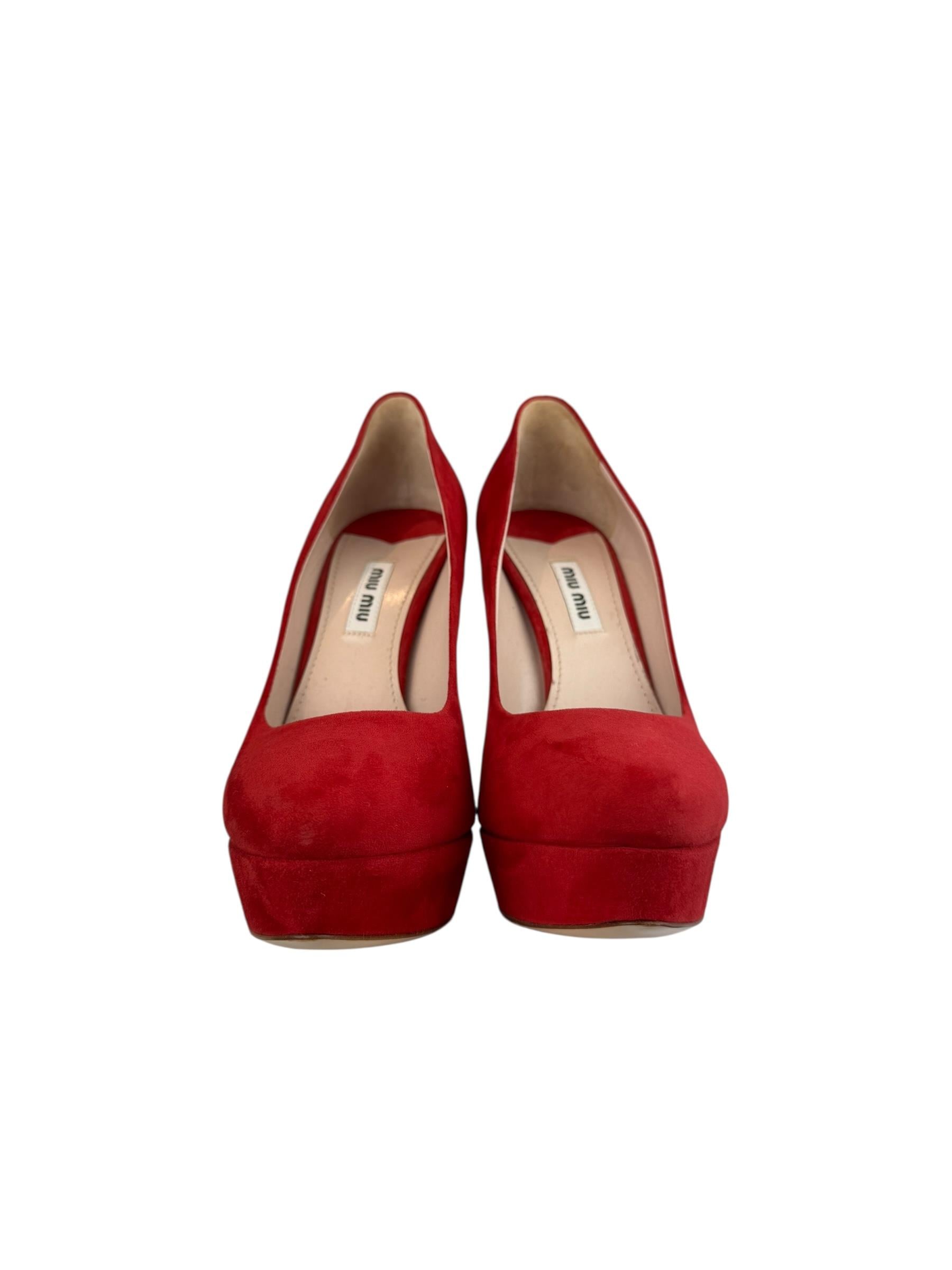  MIU MIU RED SUEDE HIGH HEELS