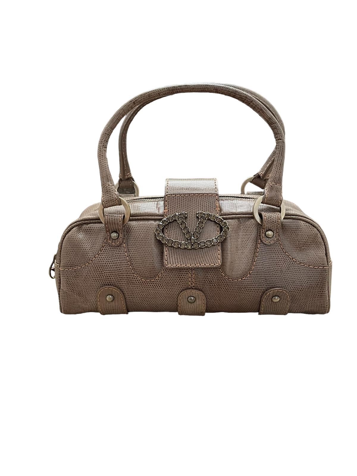  V LOGO EXOTİC LEATHER HANDBAG