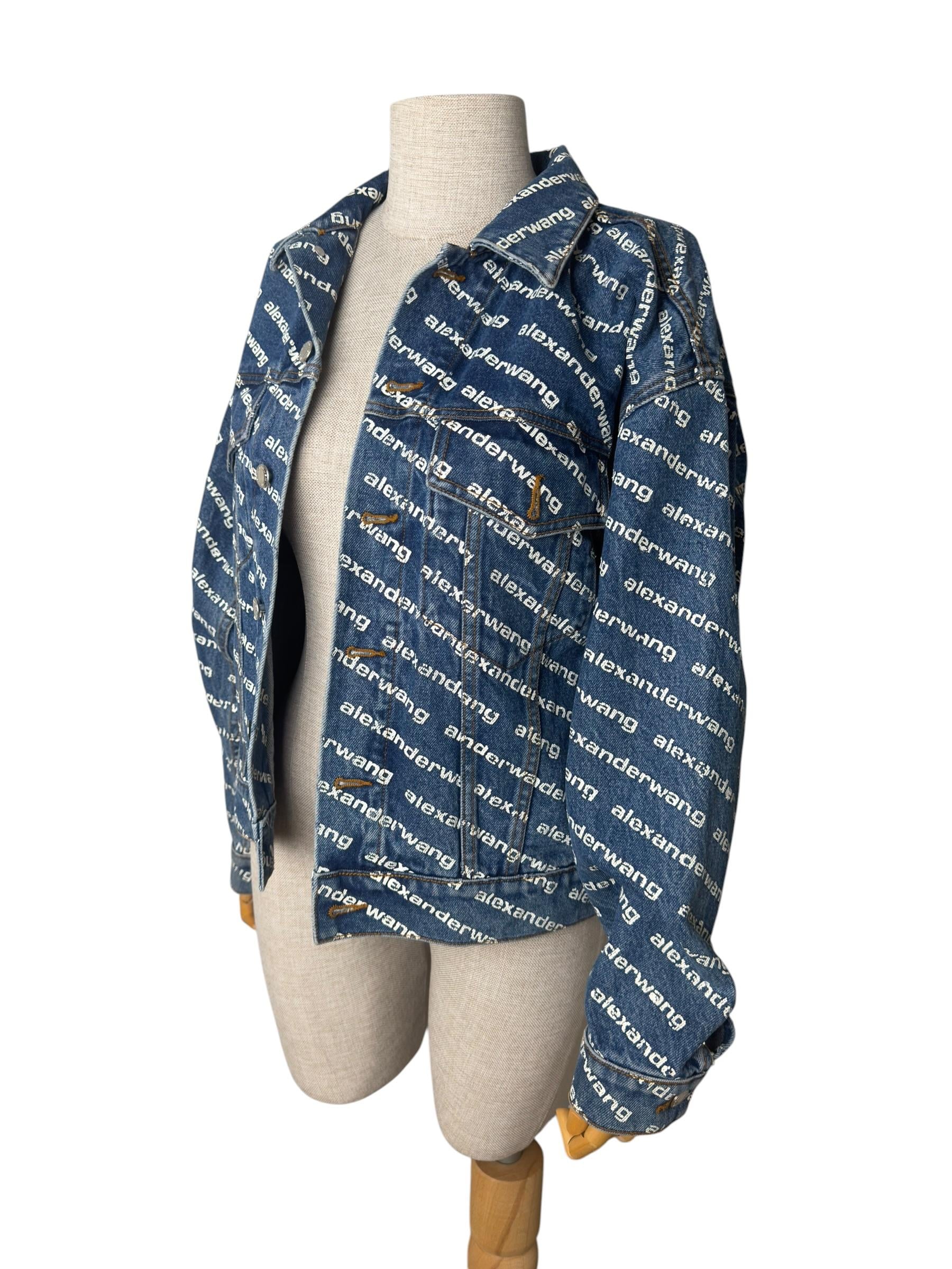 ALEXANDER WANG LOGO PRINTED DENIM JACKET