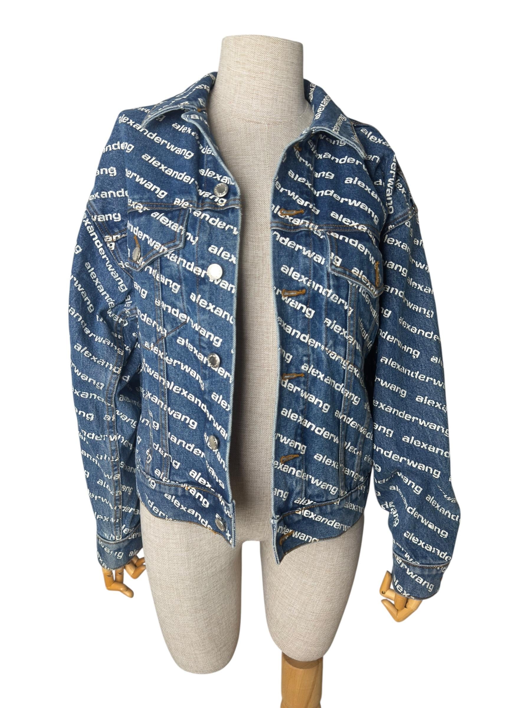 ALEXANDER WANG LOGO PRINTED DENIM JACKET