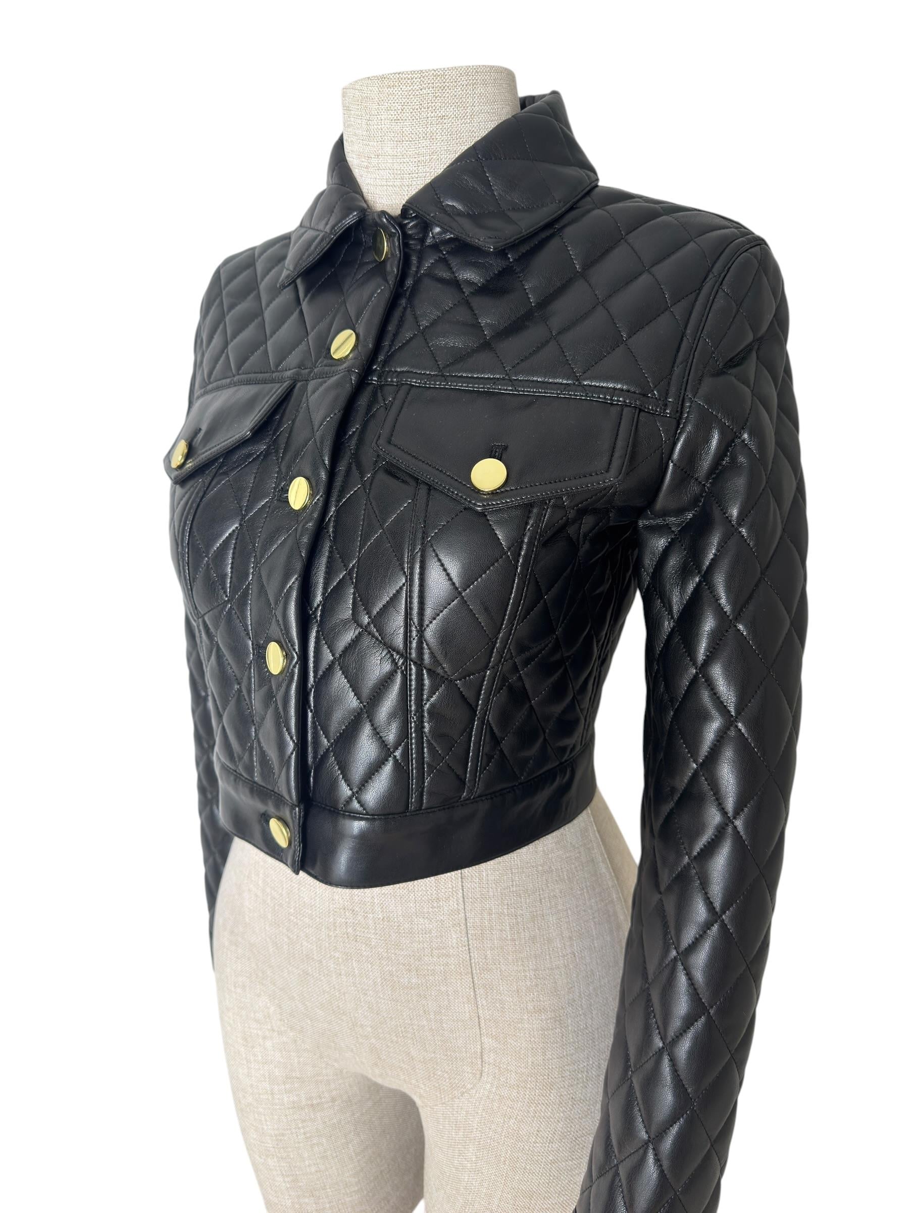 ALICE OLIVIA BLACK QUILTED JACKET