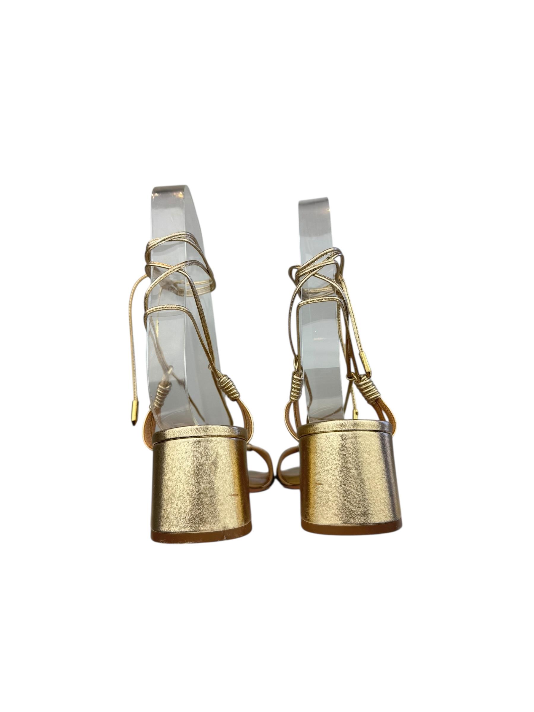 AQUAZZURA GOLD LACE UP SANDALS