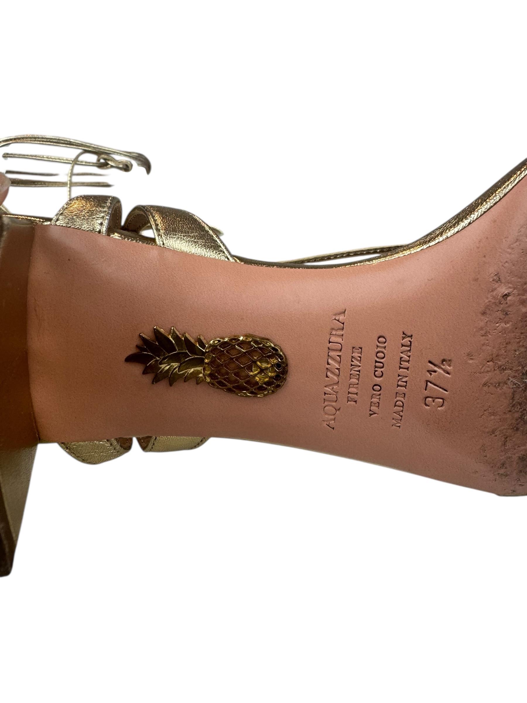 AQUAZZURA GOLD LACE UP SANDALS