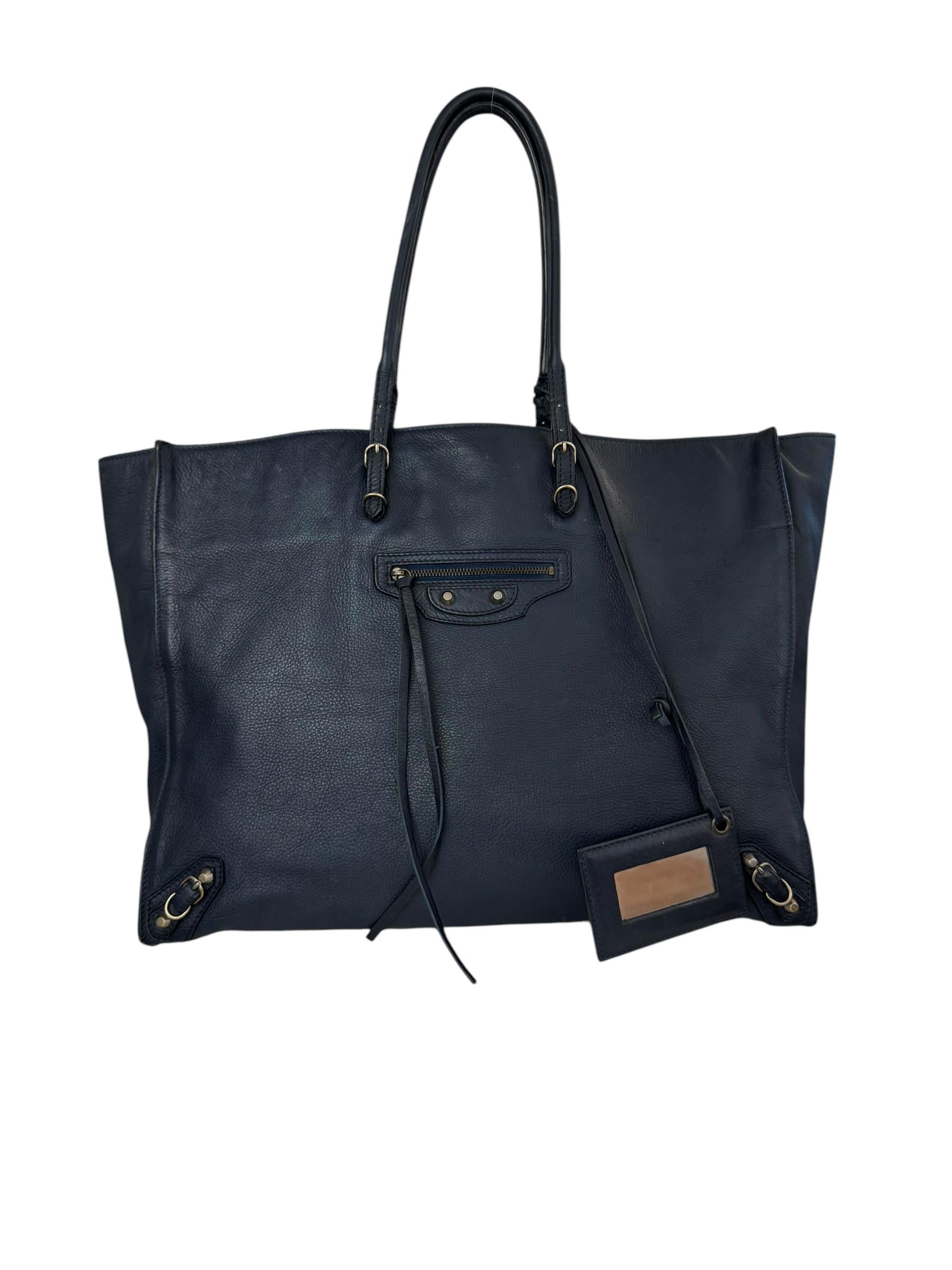 BALENCIAGA BLACK A4 ZIP AROUND BAG