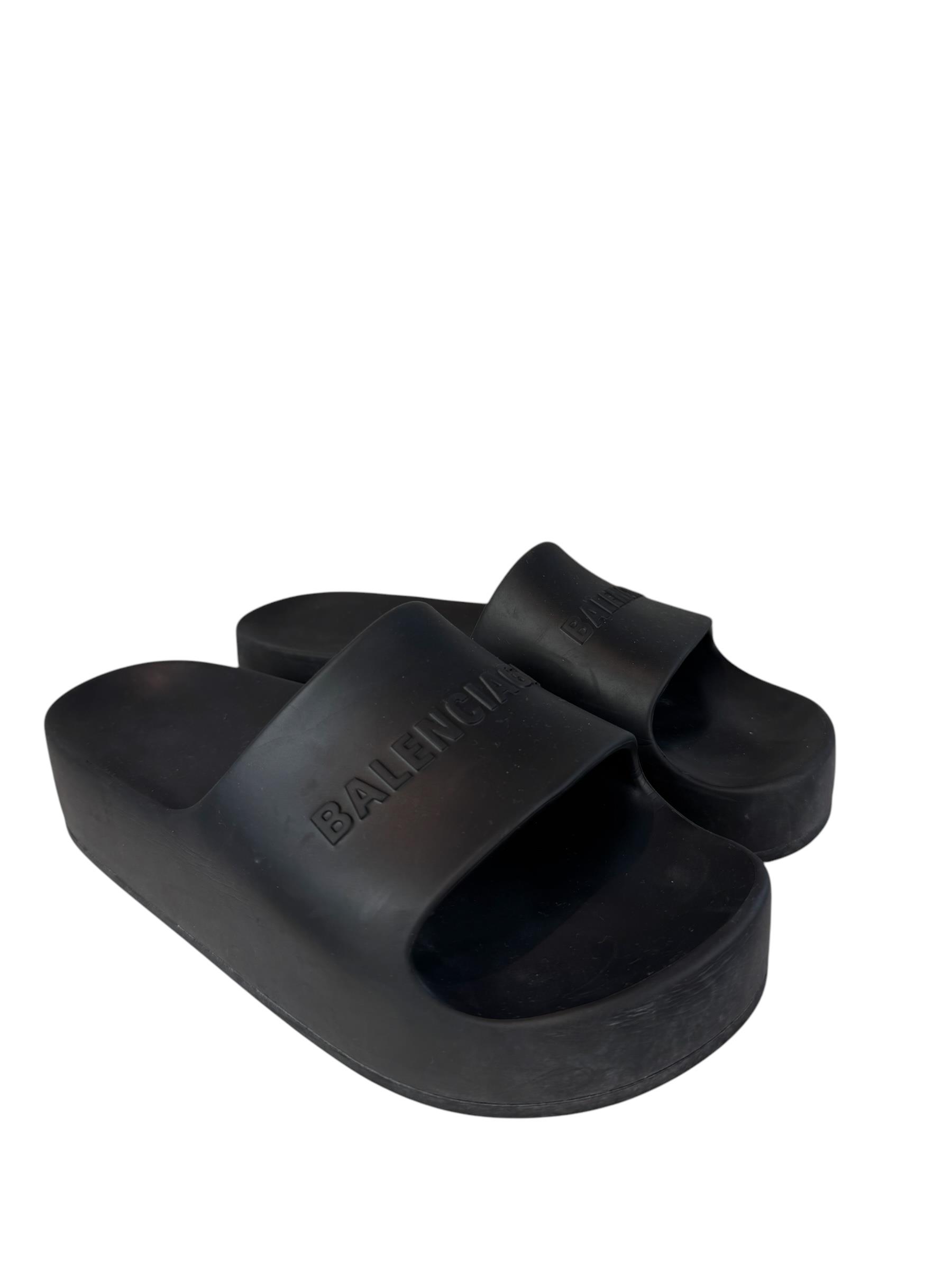 BALENCIAGA BLACK RUBBER MULES