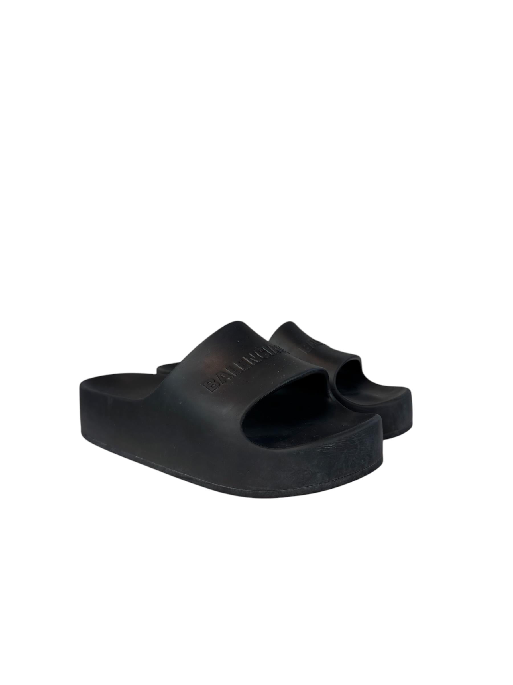 BALENCIAGA BLACK RUBBER MULES
