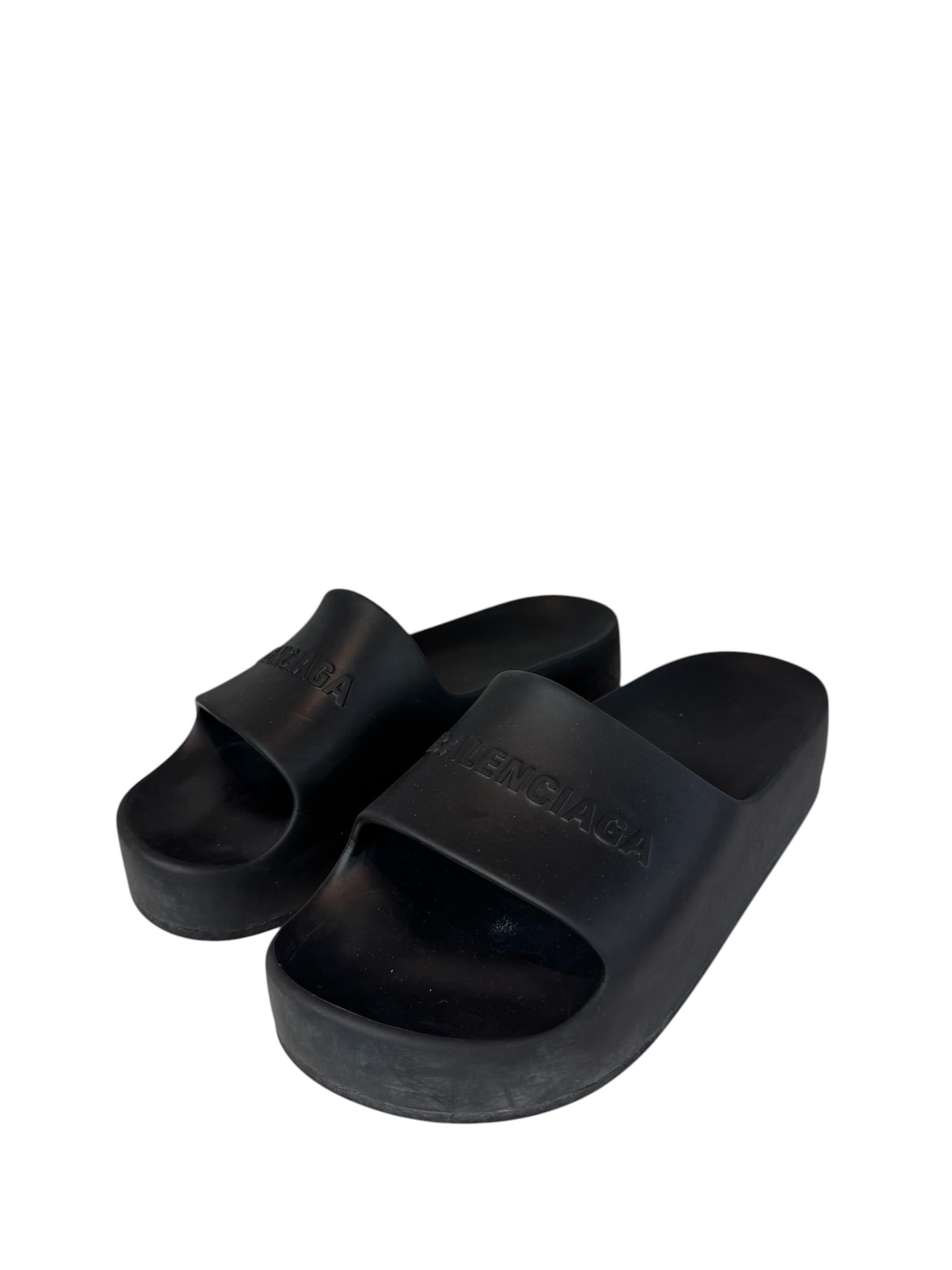 BALENCIAGA BLACK RUBBER MULES