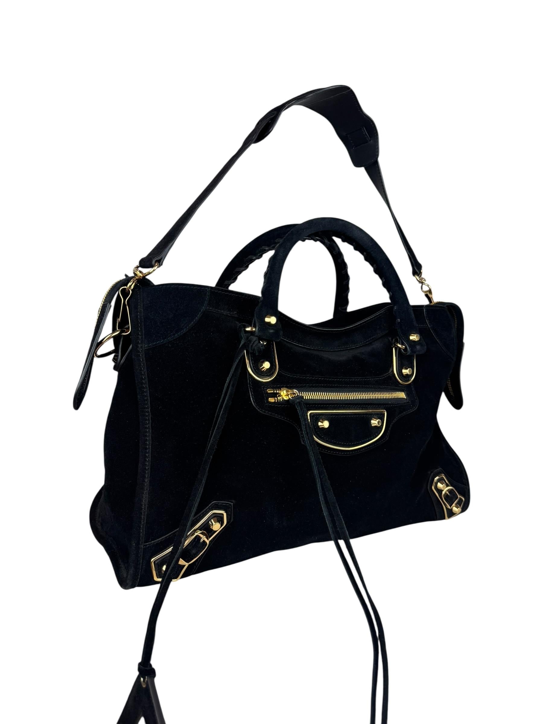BALENCIAGA BLACK SUEDE CITY BAG 