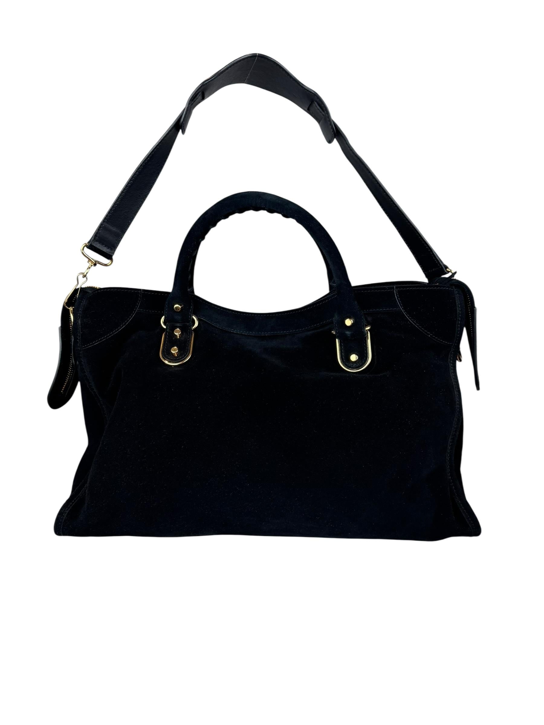 BALENCIAGA BLACK SUEDE CITY BAG 
