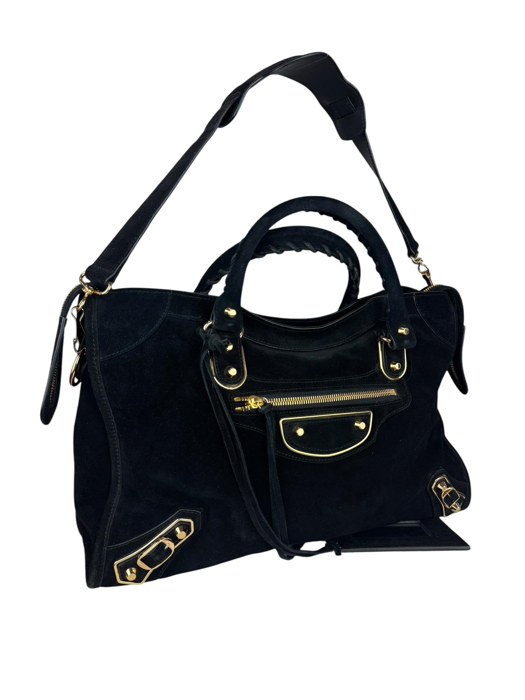 BALENCIAGA BLACK SUEDE CITY BAG 