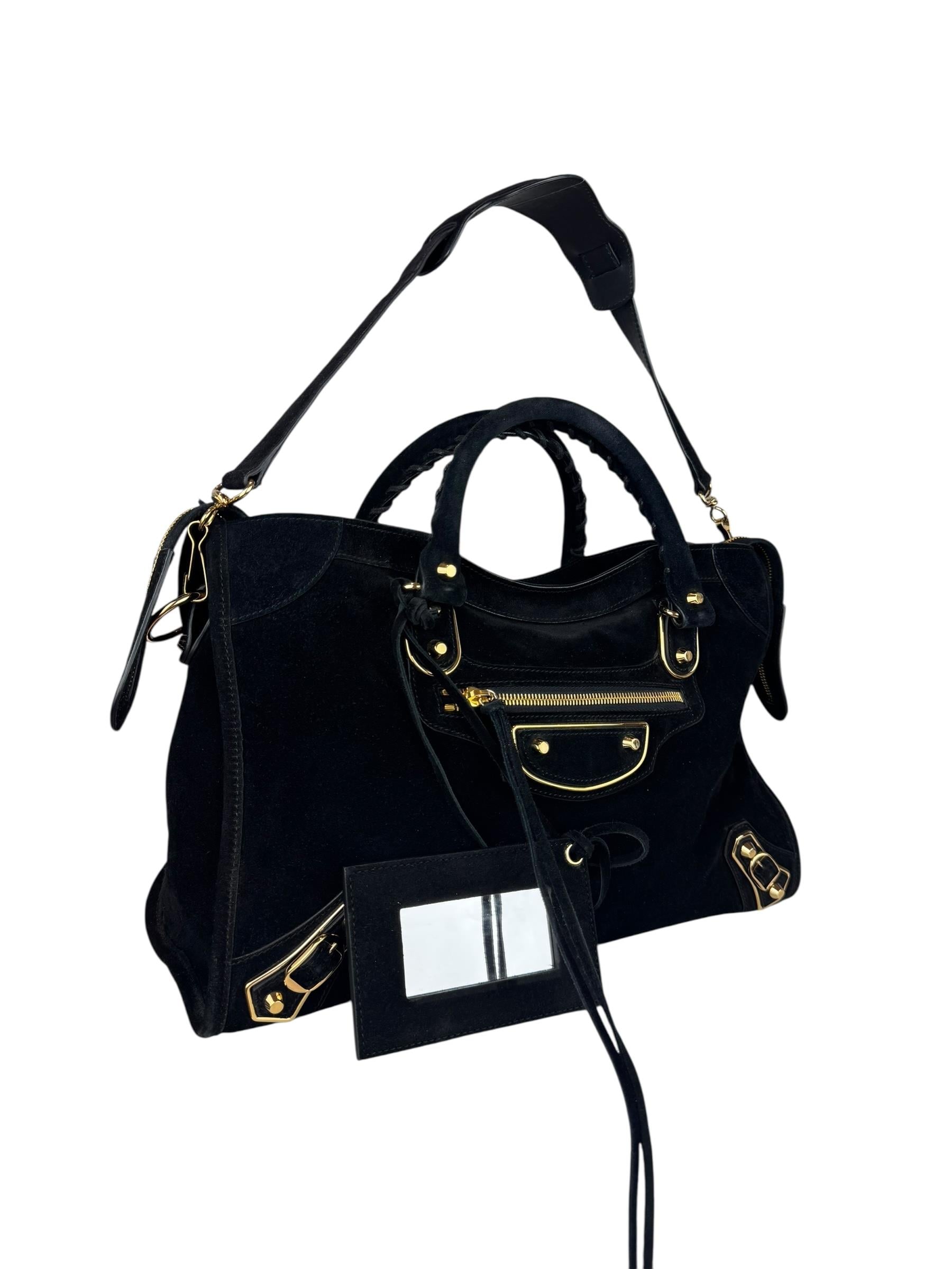 BALENCIAGA BLACK SUEDE CITY BAG 