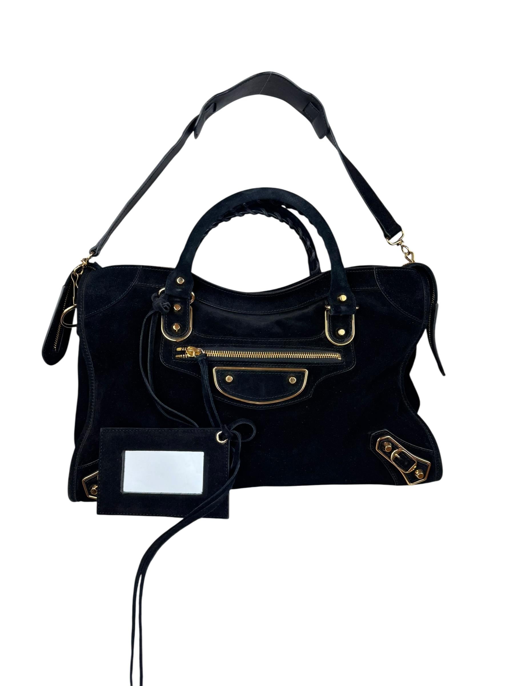 BALENCIAGA BLACK SUEDE CITY BAG 