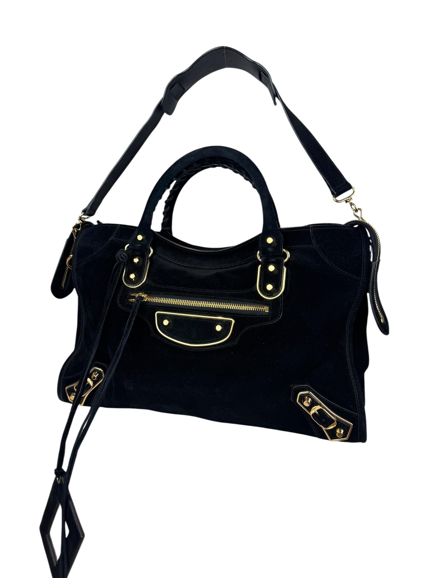 BALENCIAGA BLACK SUEDE CITY BAG 