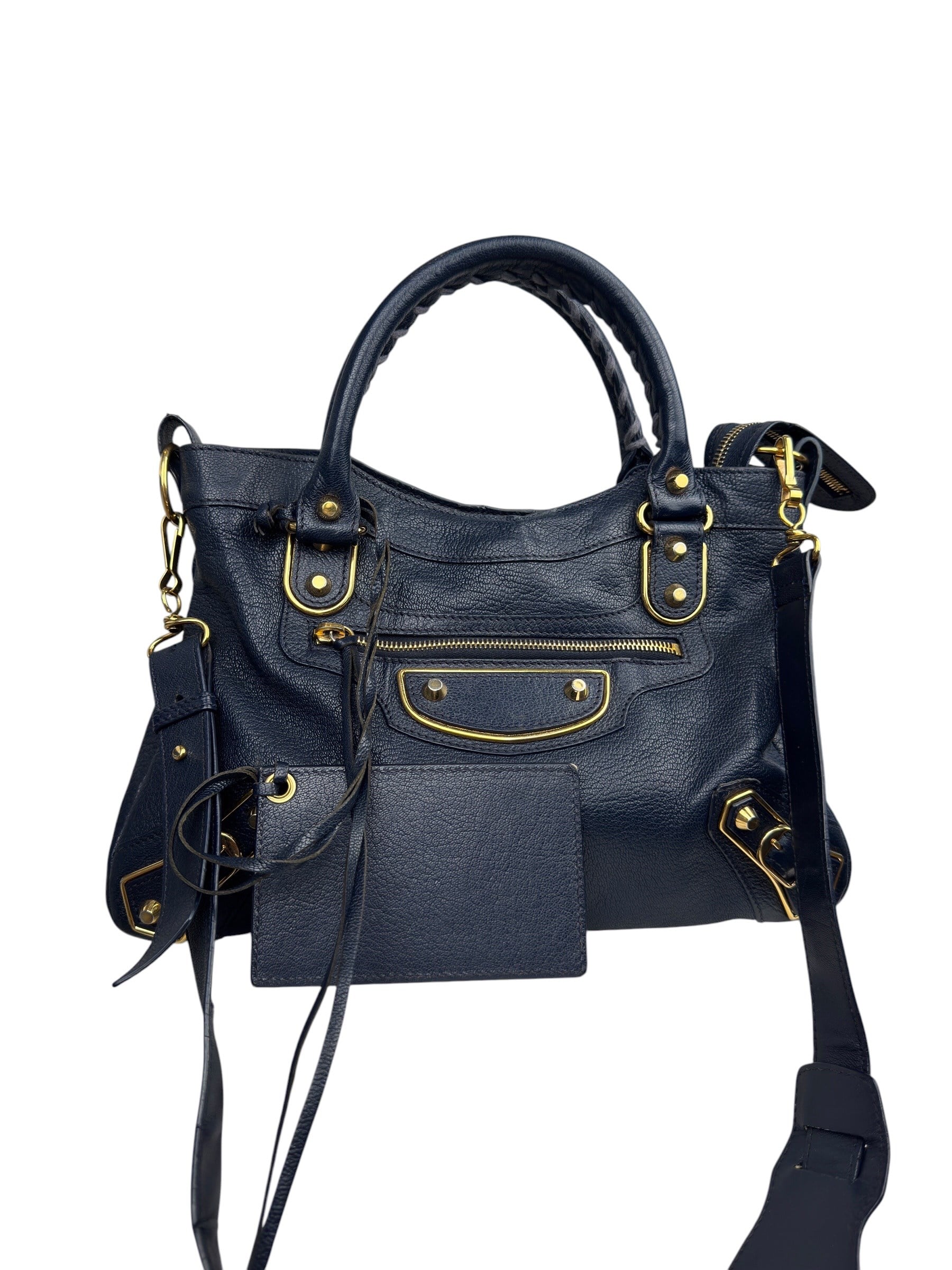 BALENCIAGA BLEU NUIT GRAINED CITY BAG