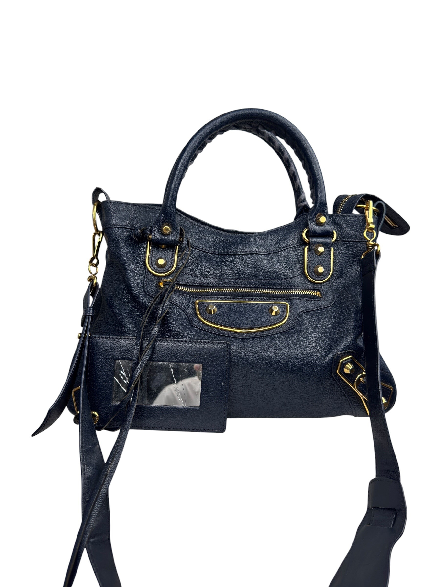 BALENCIAGA BLEU NUIT GRAINED CITY BAG