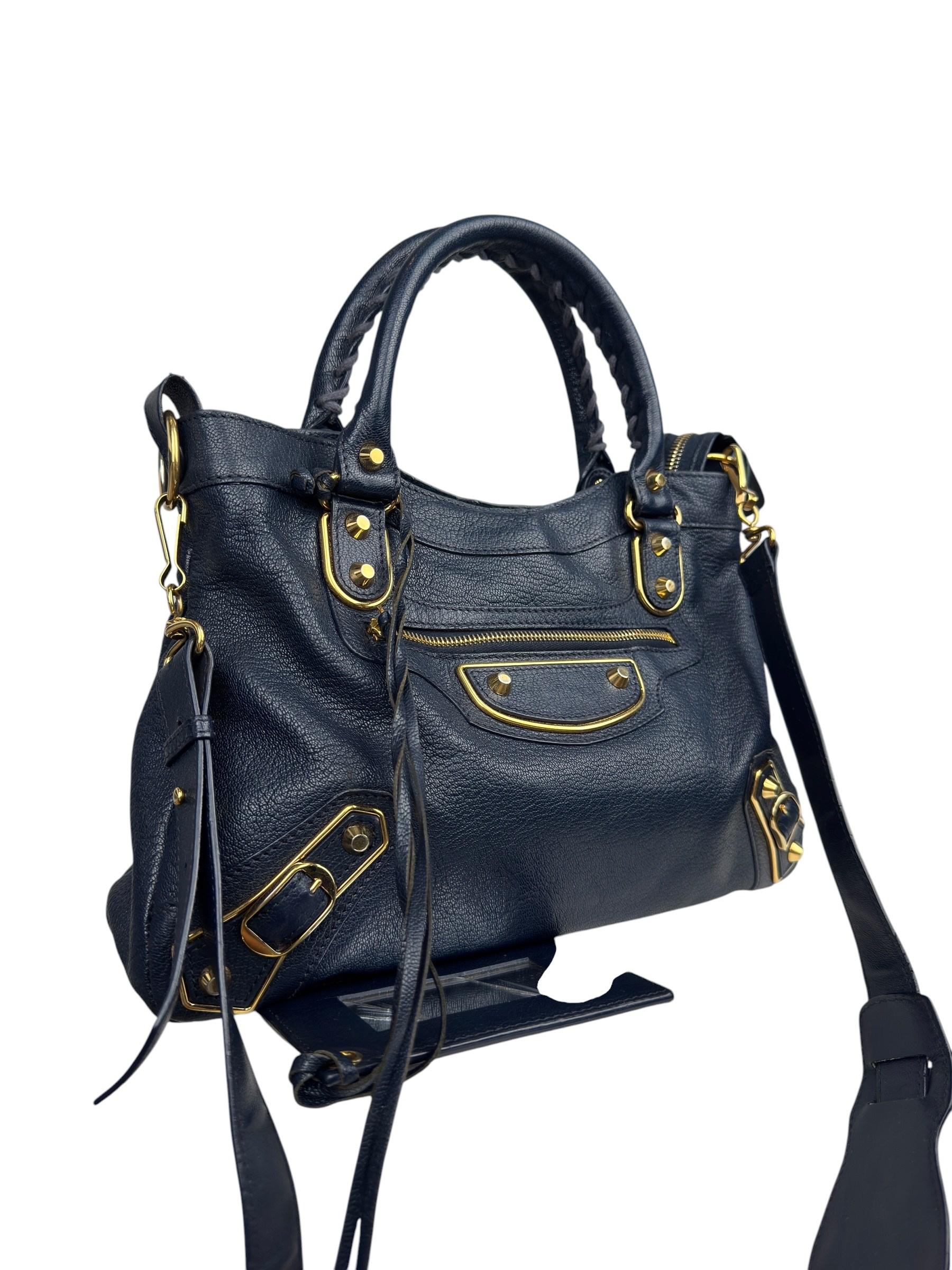 BALENCIAGA BLEU NUIT GRAINED CITY BAG