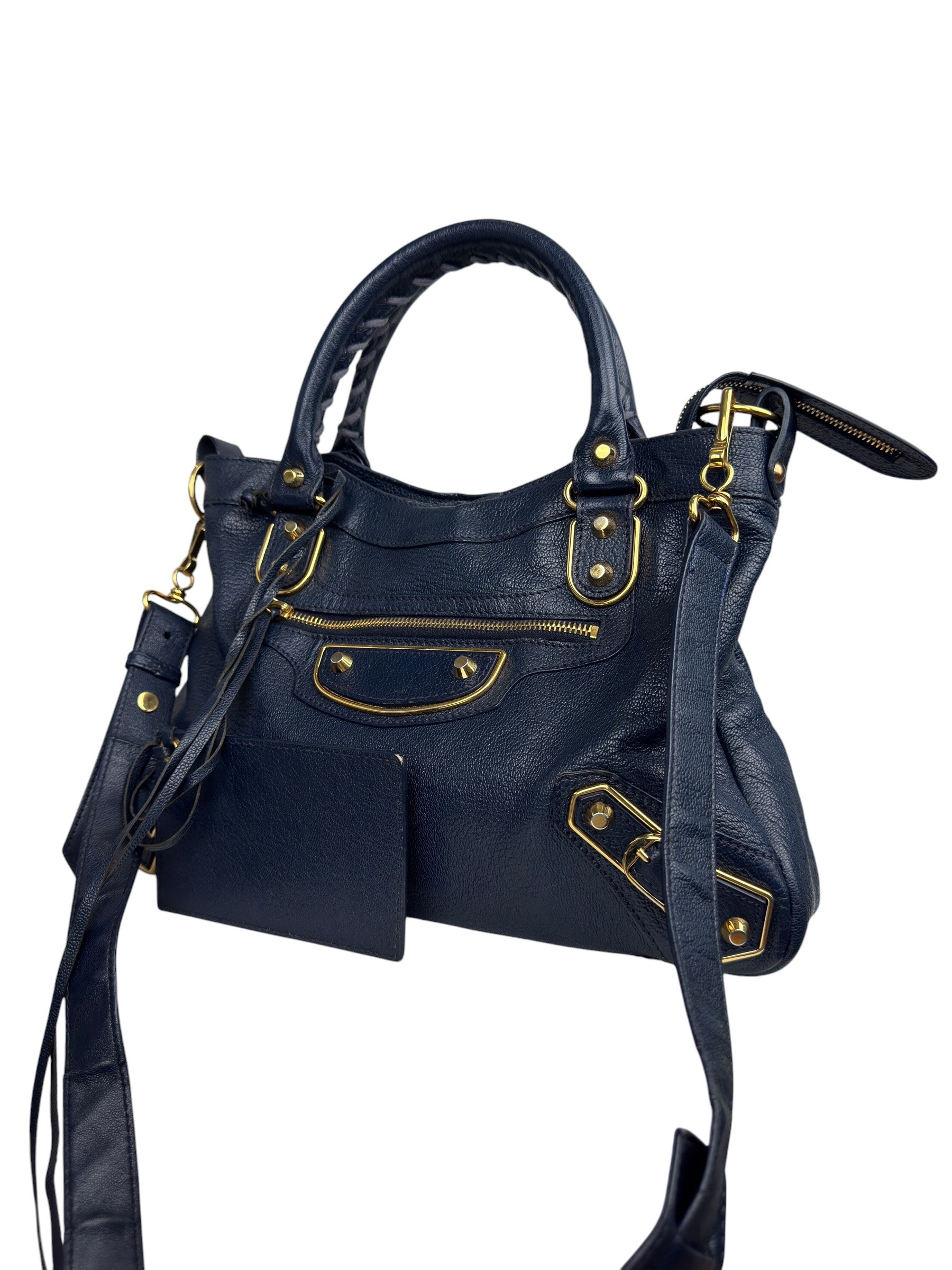 BALENCIAGA BLEU NUIT GRAINED CITY BAG