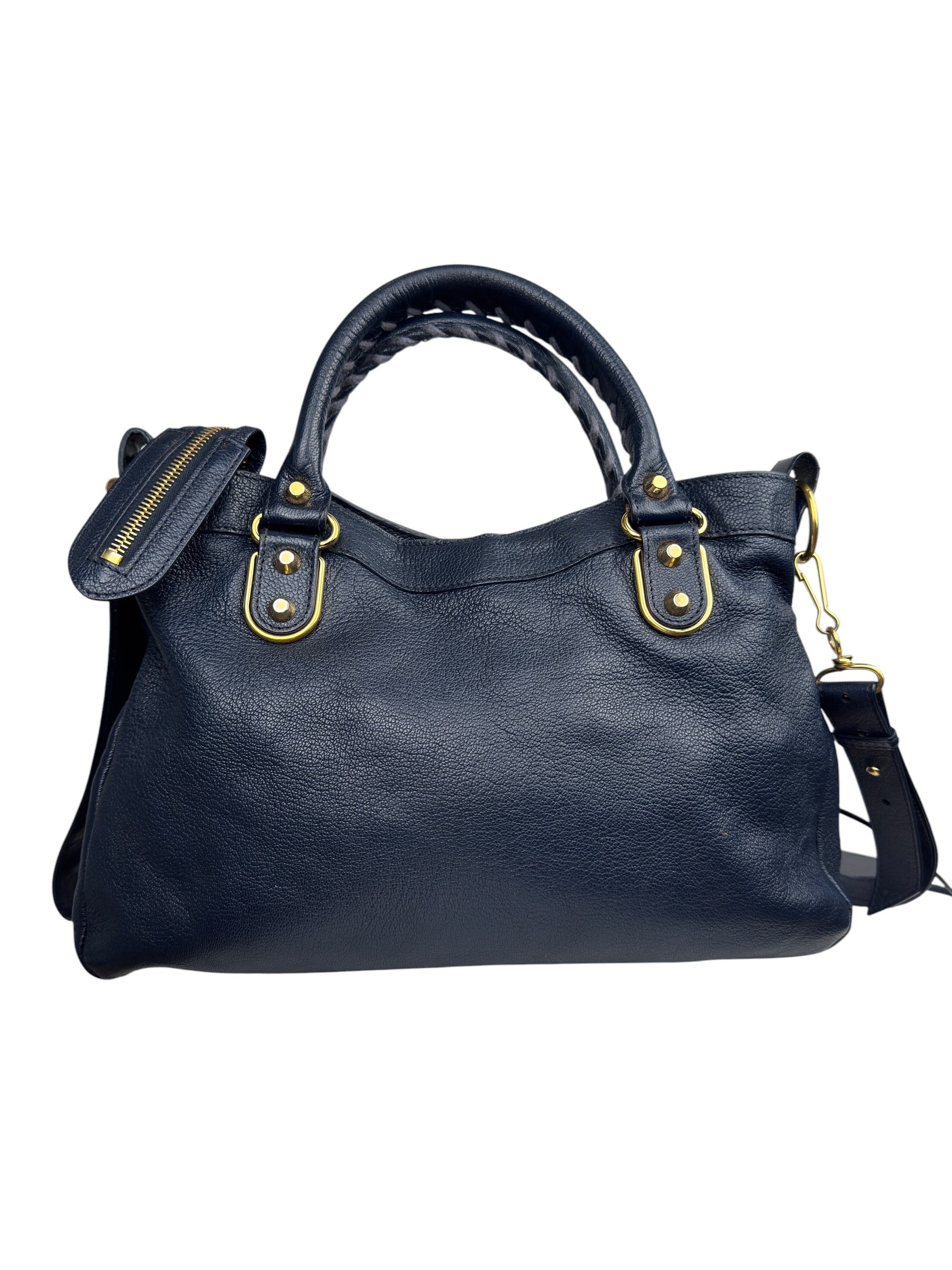 BALENCIAGA BLEU NUIT GRAINED CITY BAG