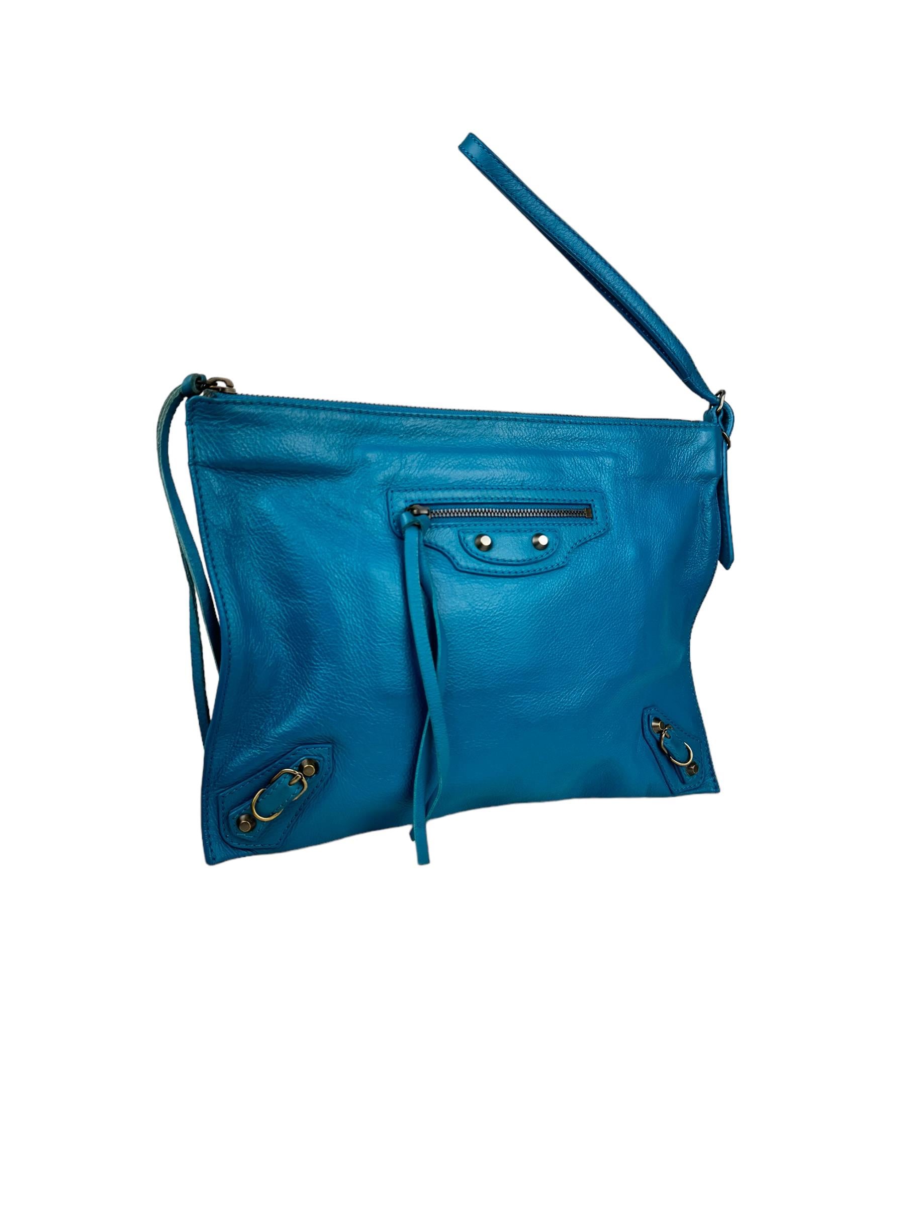 BALENCIAGA BLUE PAPIER CLUTCH BAG